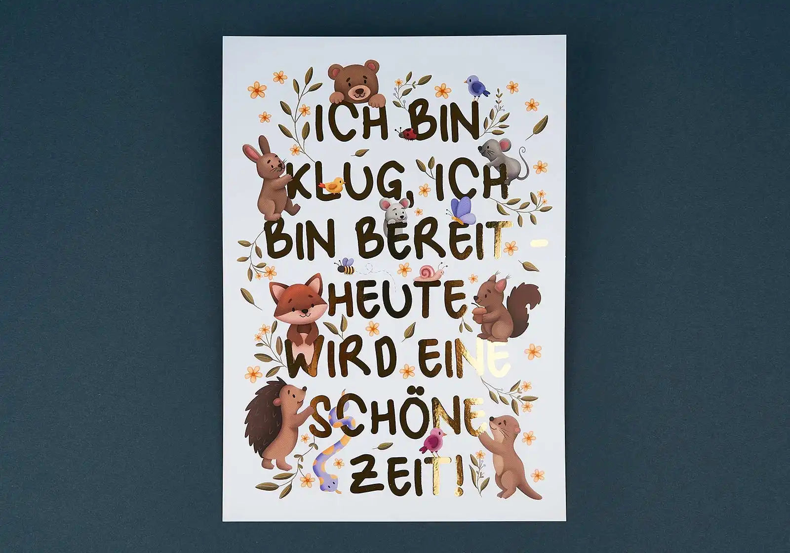 A4-Poster »Ich bin klug, ich bin bereit« – Waldtiere