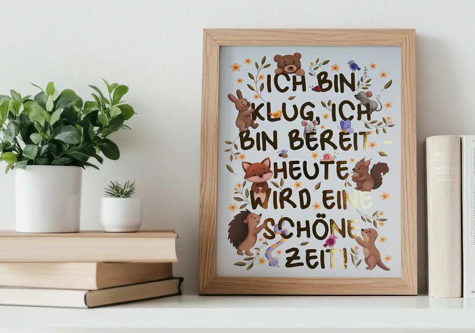 A4-Poster »Ich bin klug, ich bin bereit« – Waldtiere