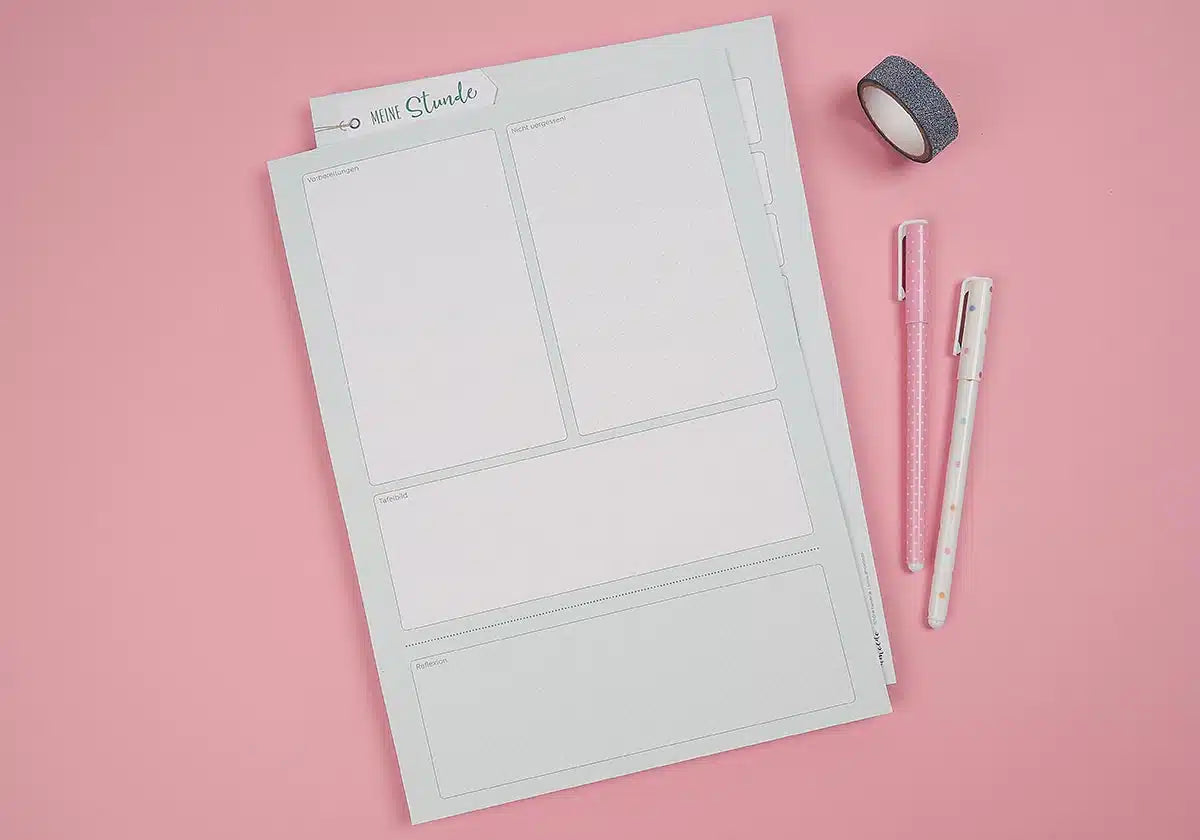Schreibblock zur Planung einer Unterrichtseinheit oder Unterrichtsstunde, ideal für das Referendariat