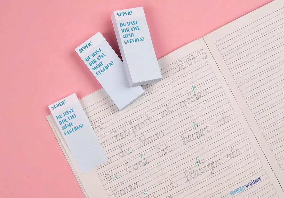 Haftnotizblock »Super! Du hast dir viel Mühe gegeben!« - amoedo – Schöne Papeterie