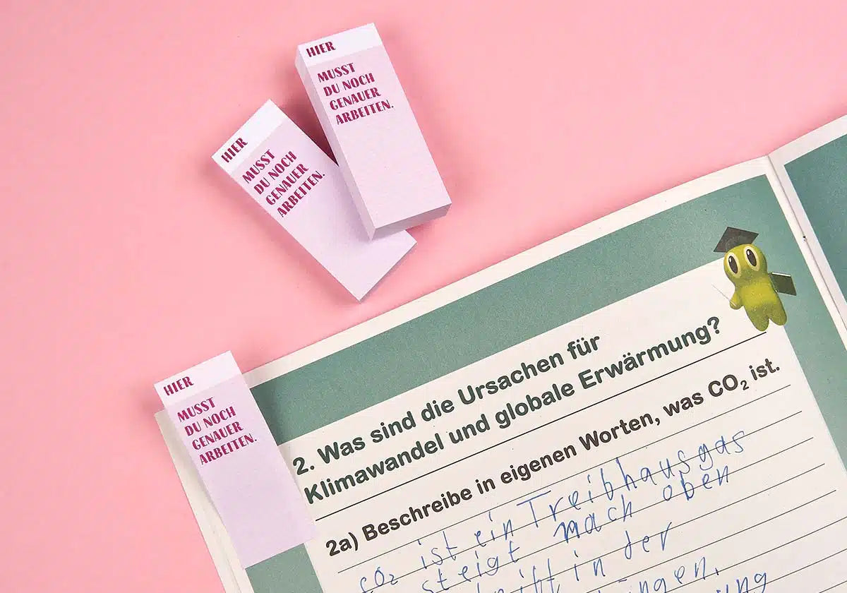 Mini-Haftnotizblock »Hier musst du noch genauer arbeiten« zum Einsatz im Unterricht für Lehrer in der Grundschule