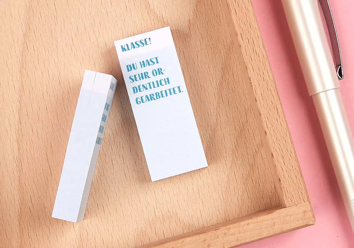 Mini-Haftnotizblock »Klasse! Du hast sehr ordentlich gearbeitet.« zum Einsatz im Unterricht für Lehrer in der Grundschule