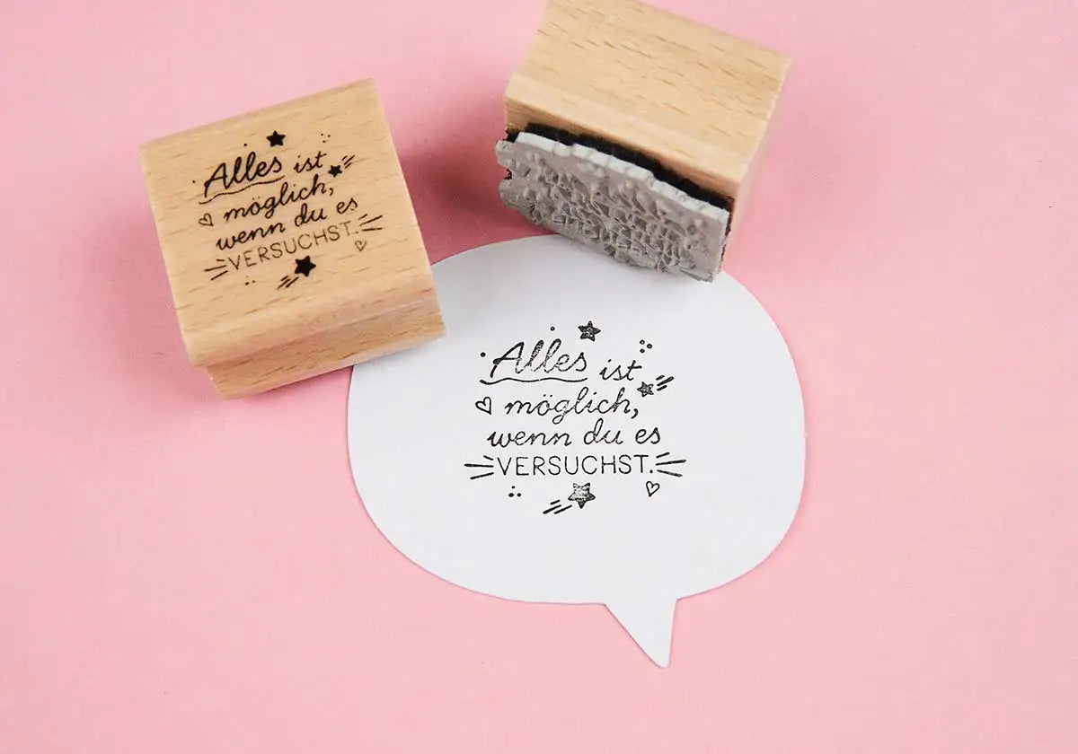 Holzstempel »Alles ist möglich, wenn du es versuchst« - amoedo – Schöne Papeterie