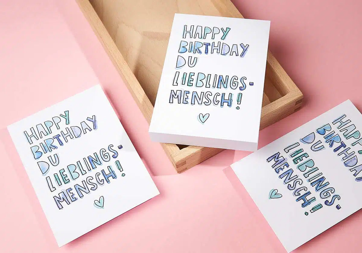 Postkarte »Happy Birthday du Lieblingsmensch« - amoedo – Schöne Papeterie