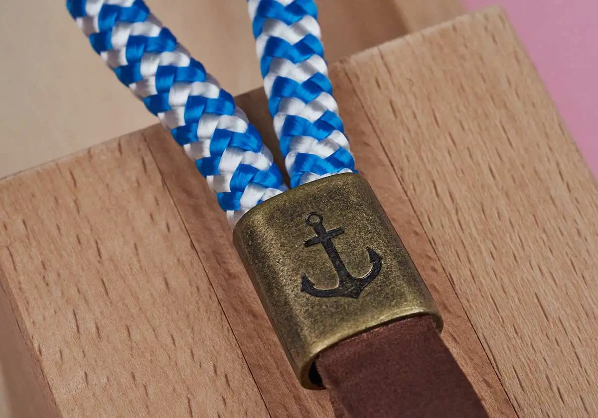 Schlüsselband weiß-blau - amoedo – Schöne Papeterie