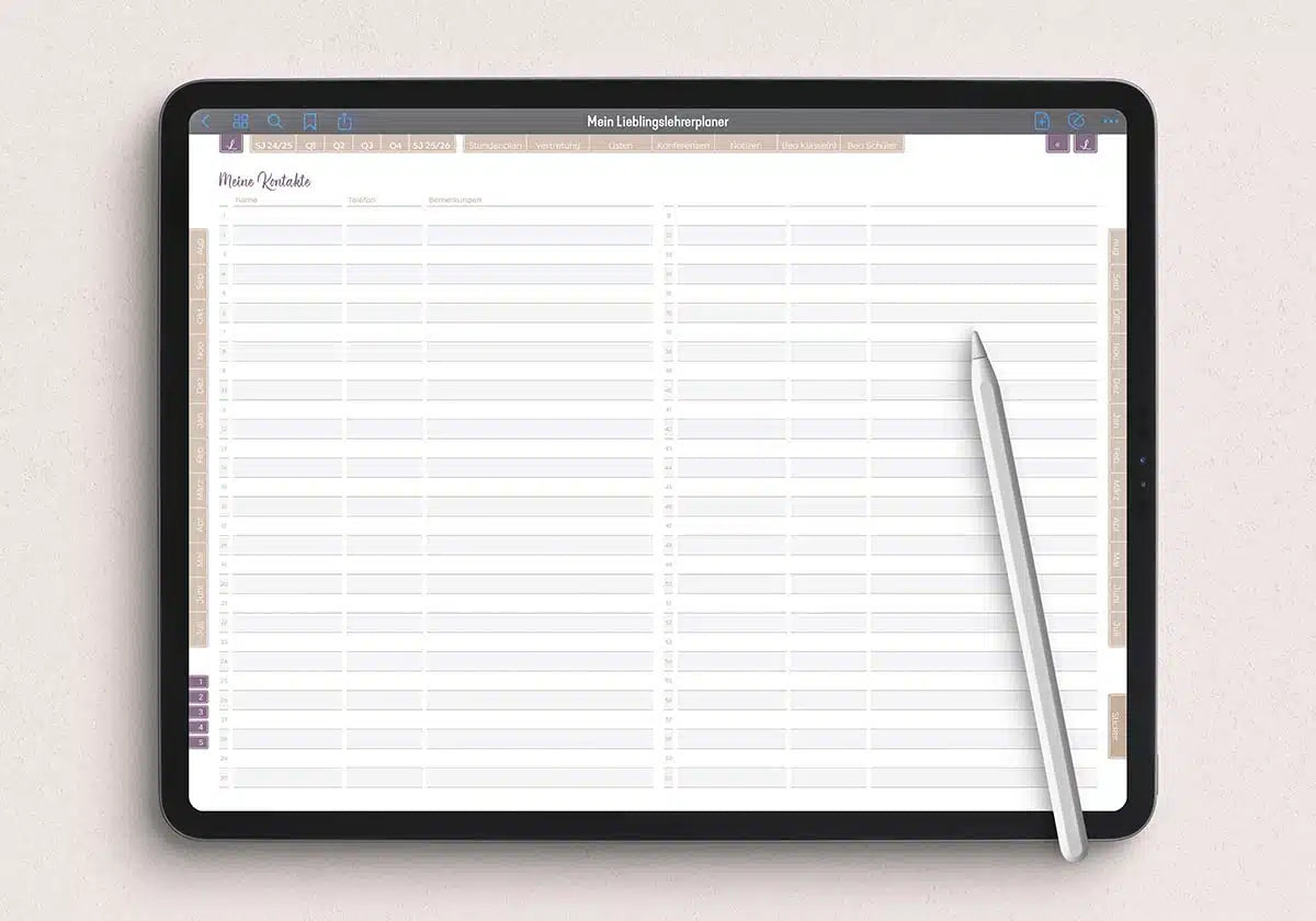 Digitaler Lehrerkalender für dein Tablet für Lehrerinnen und Lehrer aller Schulformen