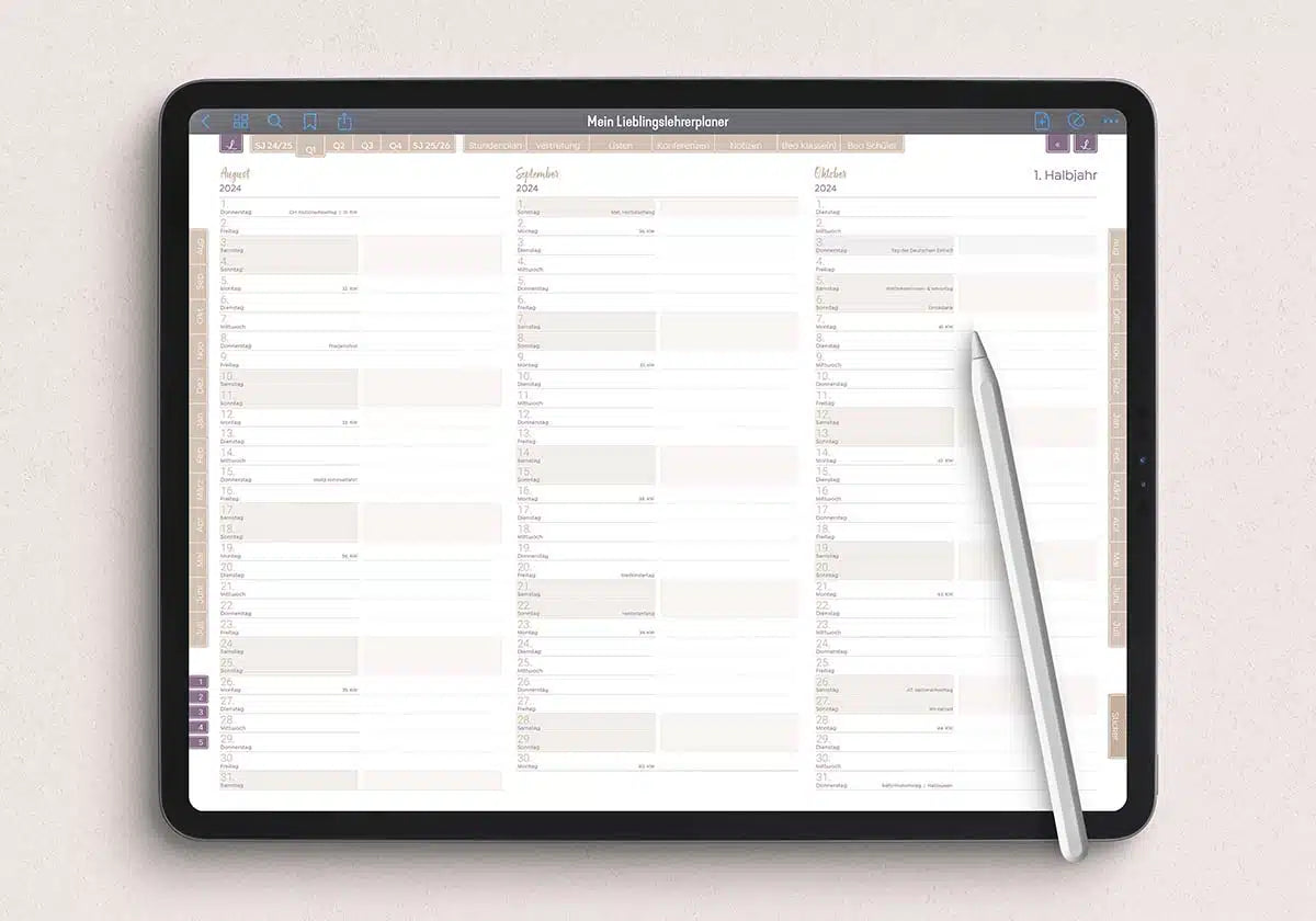 Digitaler Lehrerkalender für dein Tablet für Lehrerinnen und Lehrer aller Schulformen