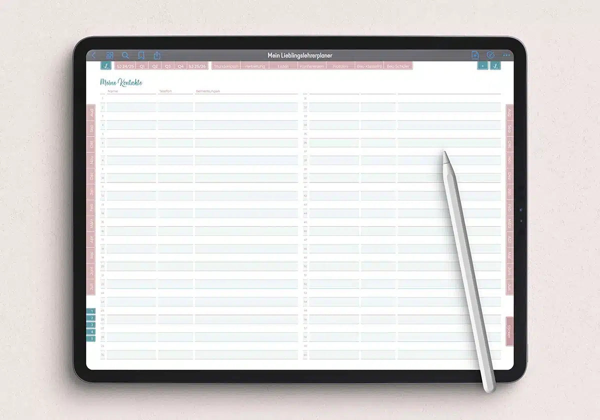 Digitaler Lehrerkalender für dein Tablet für Lehrerinnen und Lehrer aller Schulformen