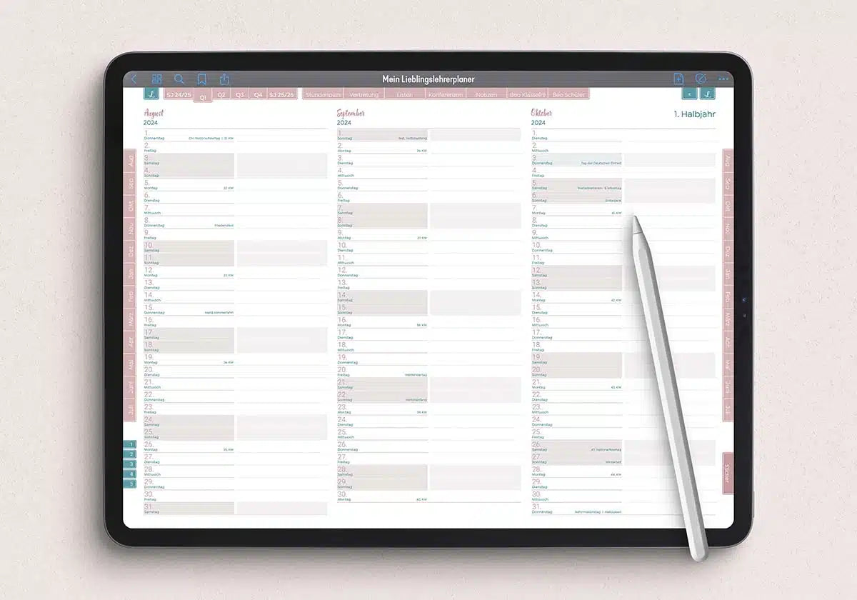 Digitaler Lehrerkalender für dein Tablet für Lehrerinnen und Lehrer aller Schulformen