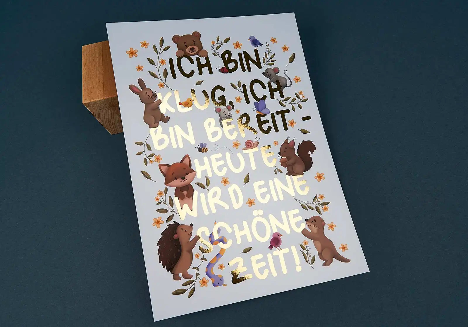 A4-Poster »Ich bin klug, ich bin bereit« – Waldtiere
