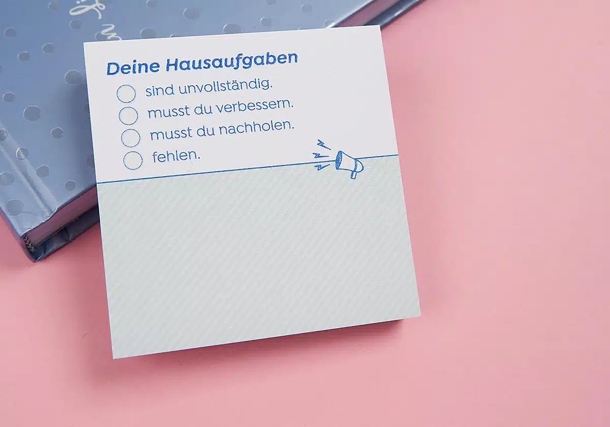 Haftnotizblock Hausaufgaben Erinnerung für die Schule und alle Lehrerinnen und Lehrer