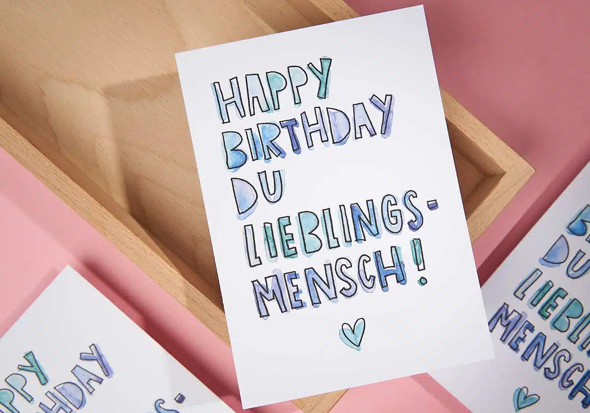 Postkarte »Happy Birthday du Lieblingsmensch« - amoedo – Schöne Papeterie