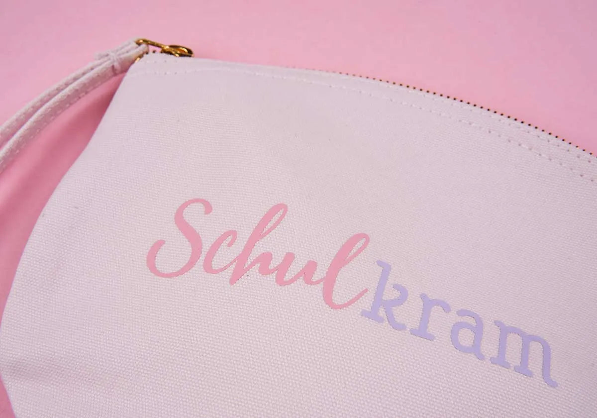 Mäppchen »Schulkram« rosa – 100% Organic Cotton - amoedo – Schöne Papeterie